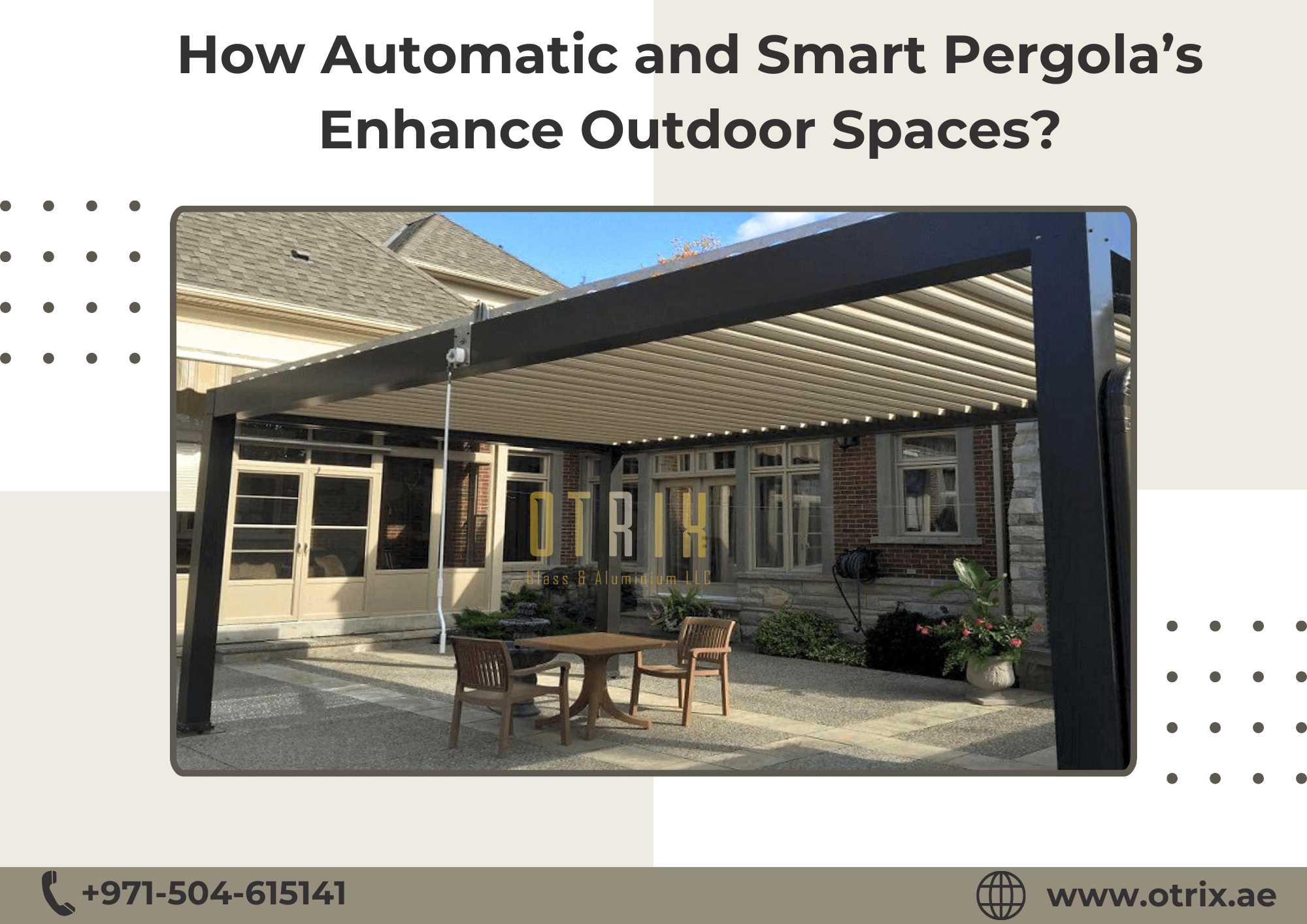 Explore how automatic and smart pergola enhance you outdoor spaces. Learn from the top leading company in Dubai about latest trends and technology about pergolas