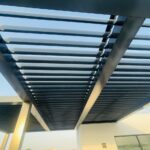 modern black aluminum pergola