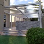 white aluminum pergola