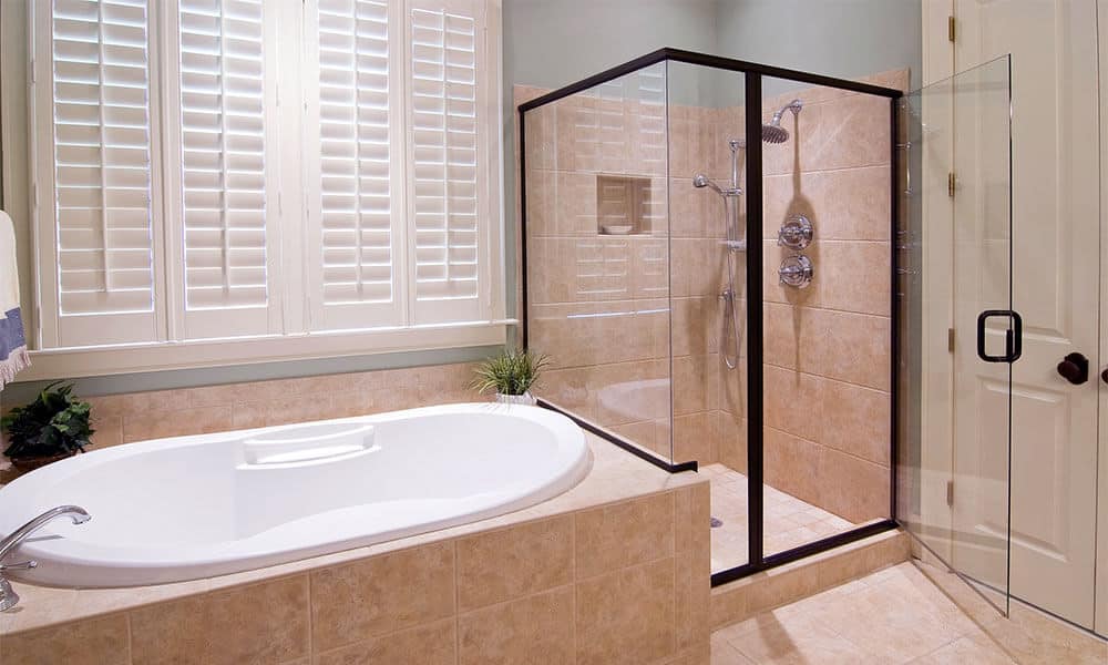 swing black frame shower glass door 